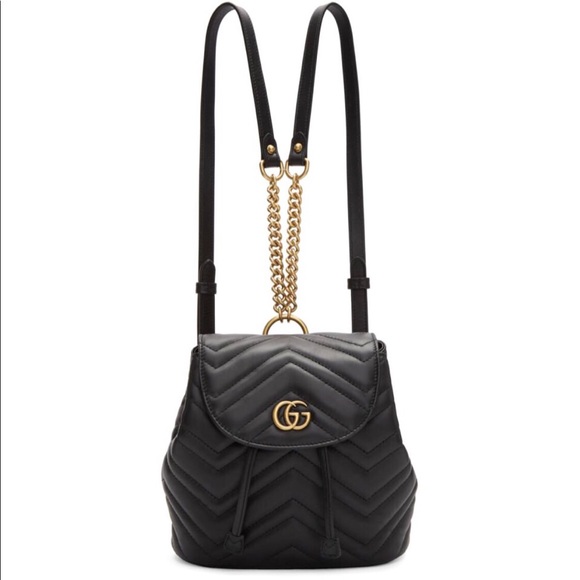 Gucci Handbags - Gucci GG Mini Marmont Black Leather Backpack